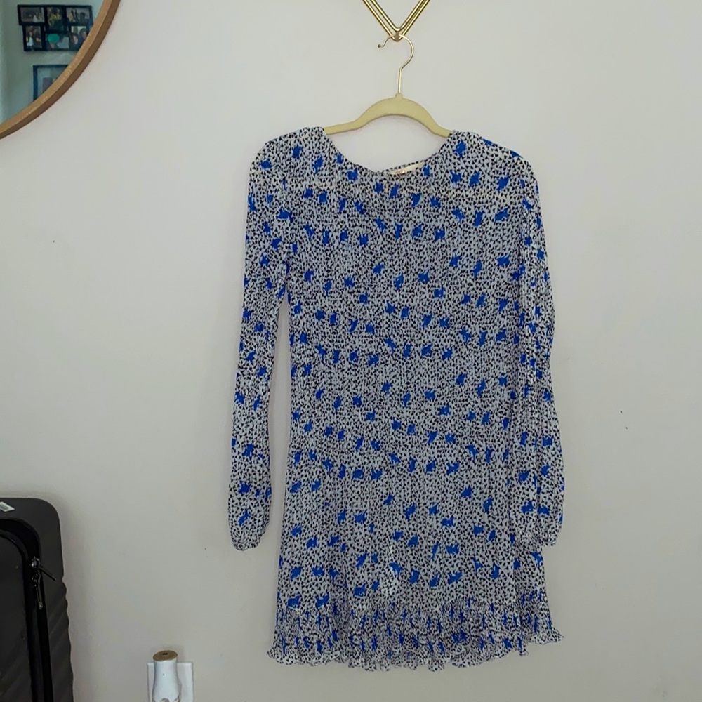 blue and white dress